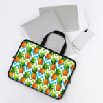 Teal Zig Zag Pineapple Pattern Print Laptop Sleeve With Handle