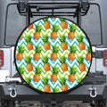 Teal Zig Zag Pineapple Pattern Print Leather Spare Tire Cover