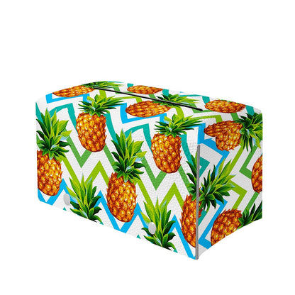 Teal Zig Zag Pineapple Pattern Print Leather Tissue Box Cover