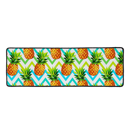 Teal Zig Zag Pineapple Pattern Print Long Kitchen Mat