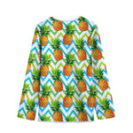 Teal Zig Zag Pineapple Pattern Print Long Sleeve Short Coat