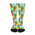 Teal Zig Zag Pineapple Pattern Print Long Socks