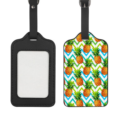 Teal Zig Zag Pineapple Pattern Print Luggage Tag