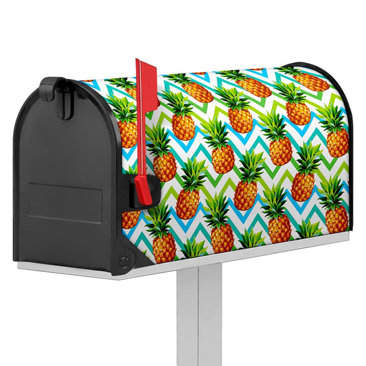 Teal Zig Zag Pineapple Pattern Print Mailbox Cover