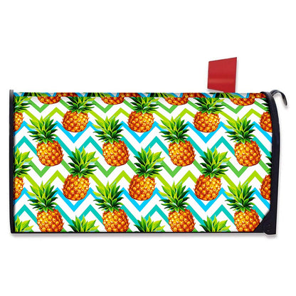 Teal Zig Zag Pineapple Pattern Print Mailbox Cover