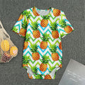 Teal Zig Zag Pineapple Pattern Print Men's Bodysuit