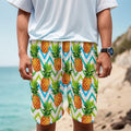 Teal Zig Zag Pineapple Pattern Print Men's Cargo Shorts