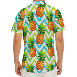 Teal Zig Zag Pineapple Pattern Print Men's Deep V-Neck Shirt