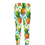 Teal Zig Zag Pineapple Pattern Print Men's leggings