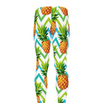 Teal Zig Zag Pineapple Pattern Print Men's leggings