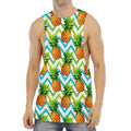 Teal Zig Zag Pineapple Pattern Print Men's Muscle Tank Top