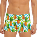 Teal Zig Zag Pineapple Pattern Print Men's Short Boxer Briefs