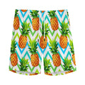 Teal Zig Zag Pineapple Pattern Print Men's Athletic Shorts