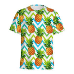 Teal Zig Zag Pineapple Pattern Print Men's Sports T-Shirt