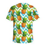 Teal Zig Zag Pineapple Pattern Print Men's Sports T-Shirt
