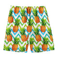 Teal Zig Zag Pineapple Pattern Print Men's Swim Trunks