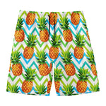 Teal Zig Zag Pineapple Pattern Print Men's Swim Trunks