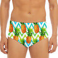 Teal Zig Zag Pineapple Pattern Print Men's Triangle Swim Briefs