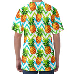 Teal Zig Zag Pineapple Pattern Print Men's Velvet T-Shirt