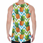 Teal Zig Zag Pineapple Pattern Print Men's Velvet Tank Top