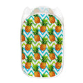 Teal Zig Zag Pineapple Pattern Print Mesh Laundry Hamper