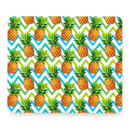 Teal Zig Zag Pineapple Pattern Print Mouse Pad