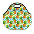 Teal Zig Zag Pineapple Pattern Print Neoprene Lunch Bag