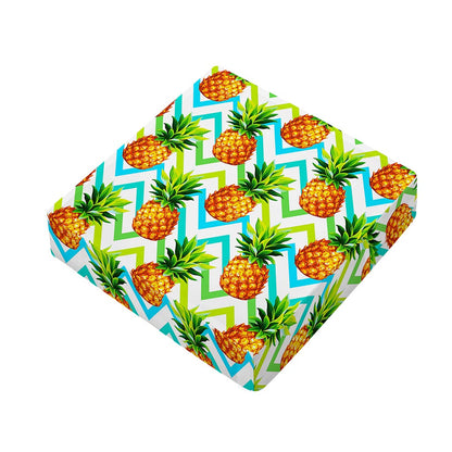 Teal Zig Zag Pineapple Pattern Print Outdoor Seat Cushion Cover