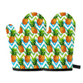 Teal Zig Zag Pineapple Pattern Print Oven Mitts