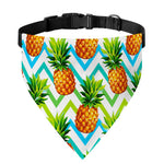 Teal Zig Zag Pineapple Pattern Print Over The Collar Dog Bandana
