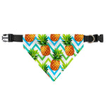 Teal Zig Zag Pineapple Pattern Print Over The Collar Dog Bandana