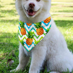 Teal Zig Zag Pineapple Pattern Print Over The Collar Dog Bandana