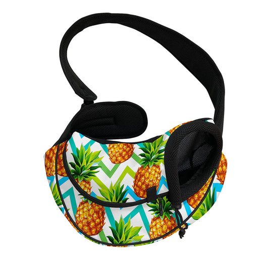Teal Zig Zag Pineapple Pattern Print Pet Sling Carrier