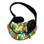Teal Zig Zag Pineapple Pattern Print Pet Sling Carrier
