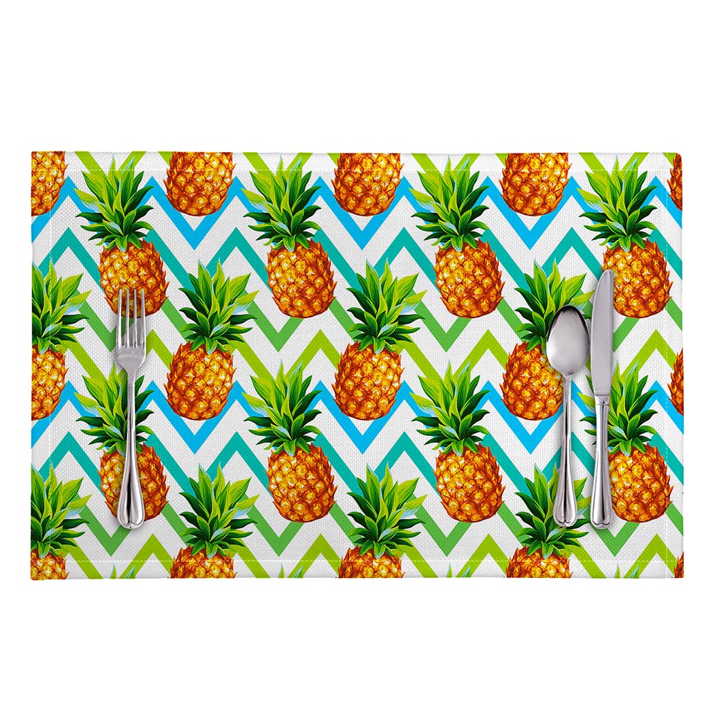 Teal Zig Zag Pineapple Pattern Print Placemat