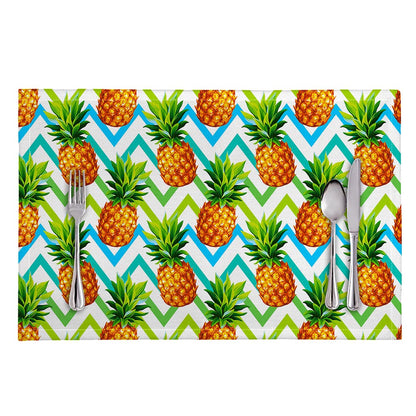 Teal Zig Zag Pineapple Pattern Print Placemat