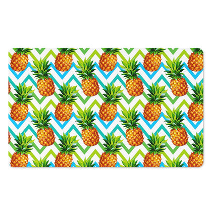 Teal Zig Zag Pineapple Pattern Print Polyester Doormat