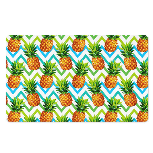 Teal Zig Zag Pineapple Pattern Print Polyester Doormat