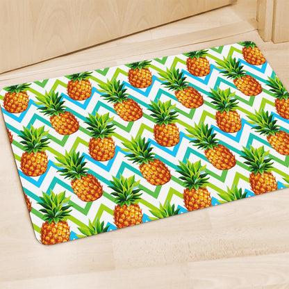Teal Zig Zag Pineapple Pattern Print Polyester Doormat