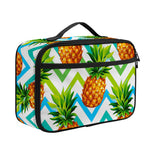 Teal Zig Zag Pineapple Pattern Print Portable Lunch Bag