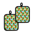 Teal Zig Zag Pineapple Pattern Print Pot Holders