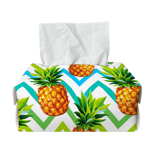 Teal Zig Zag Pineapple Pattern Print Rectangle Tissue Box Cover