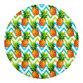 Teal Zig Zag Pineapple Pattern Print Round Blanket