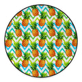 Teal Zig Zag Pineapple Pattern Print Round Floor Mat