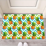 Teal Zig Zag Pineapple Pattern Print Rubber Doormat