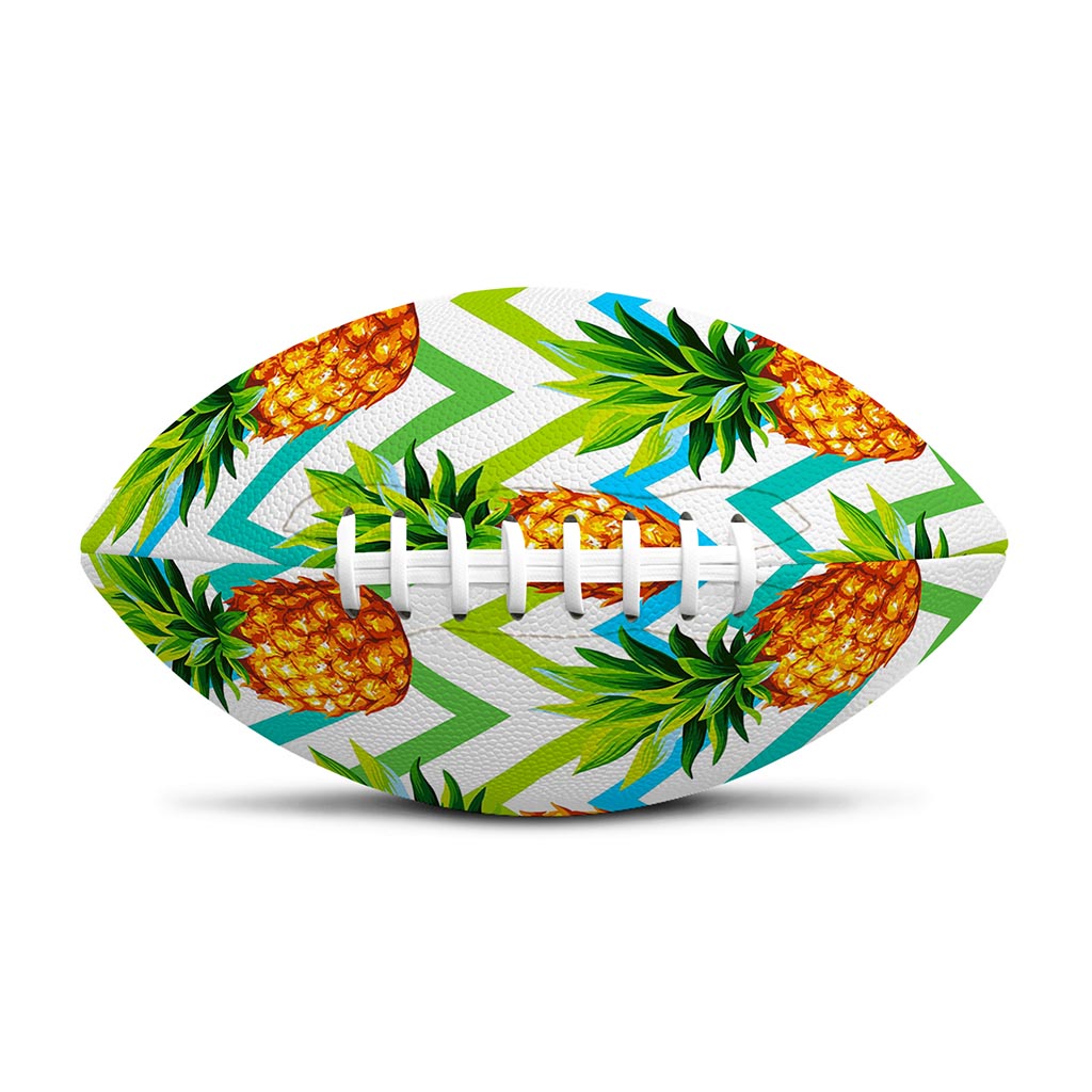 Teal Zig Zag Pineapple Pattern Print Rugby Ball