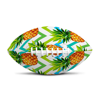 Teal Zig Zag Pineapple Pattern Print Rugby Ball