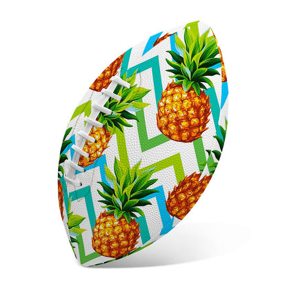 Teal Zig Zag Pineapple Pattern Print Rugby Ball