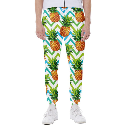 Teal Zig Zag Pineapple Pattern Print Scuba Joggers