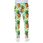 Teal Zig Zag Pineapple Pattern Print Scuba Joggers
